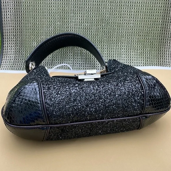 Michael Kors Collection Bancroft Medium Glitter and Snakeskin Shoulder Bag - Picture 8 of 15